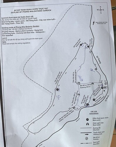 botanic garden trail map in phong nha